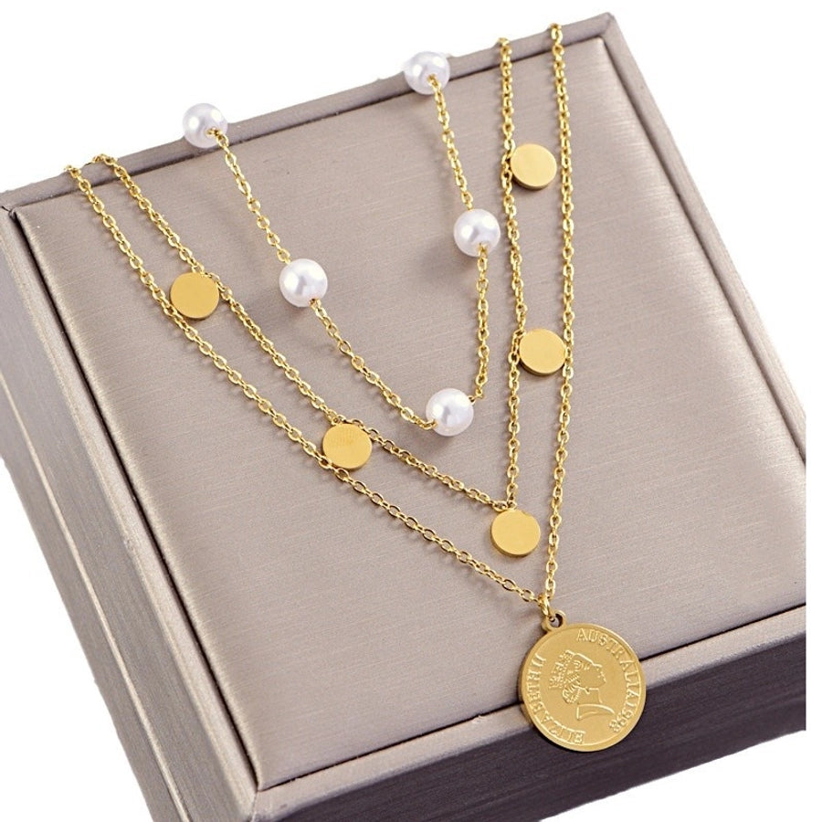 Jewelry Elegant Lady Streetwear Human Geometric 304 Stainless Steel Plating Layered Necklaces