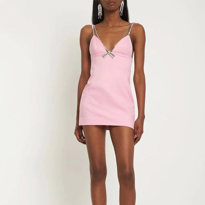 Women's Party Dress Sexy V Neck Sleeveless Solid Color Above Knee Cocktail Party