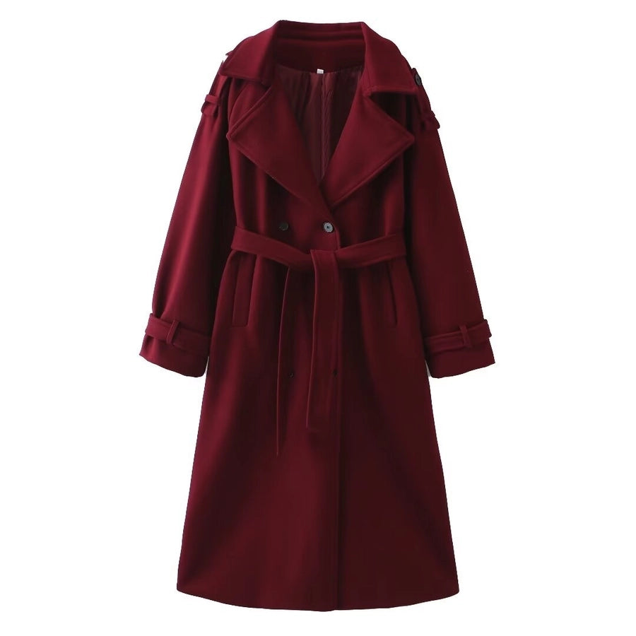 Women's Simple Style Solid Color Woolen Coat Woolen Coat