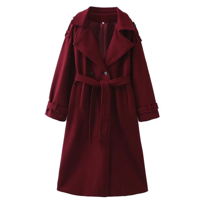 Women's Simple Style Solid Color Woolen Coat Woolen Coat