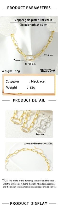 Jewelry IG Style Cool Style Oval Copper Zircon Necklace