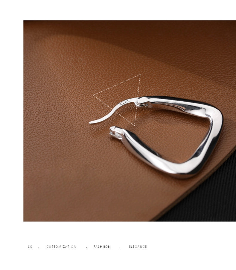 s925 Sterling Silver Square Ear Buckle New Earrings High Sense Earrings Korean Elegant Internet Popular Earrings Women's New Earrings