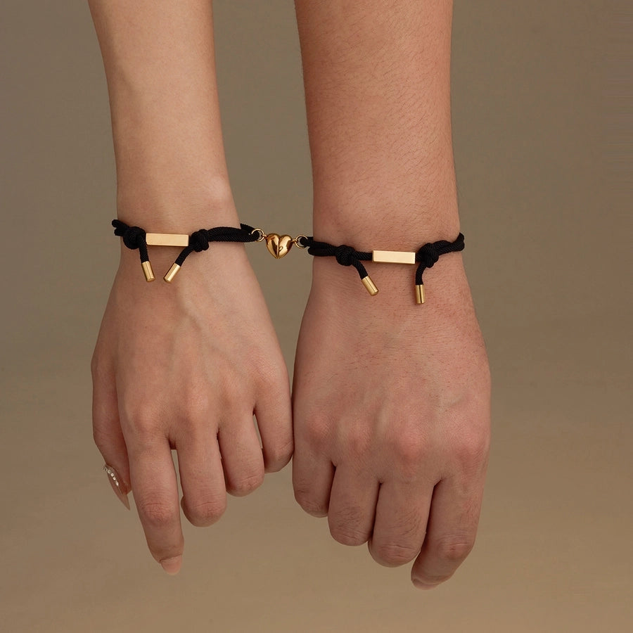 Lady Heart Shape 304 Stainless Steel rope Woven Chain String Bracelets