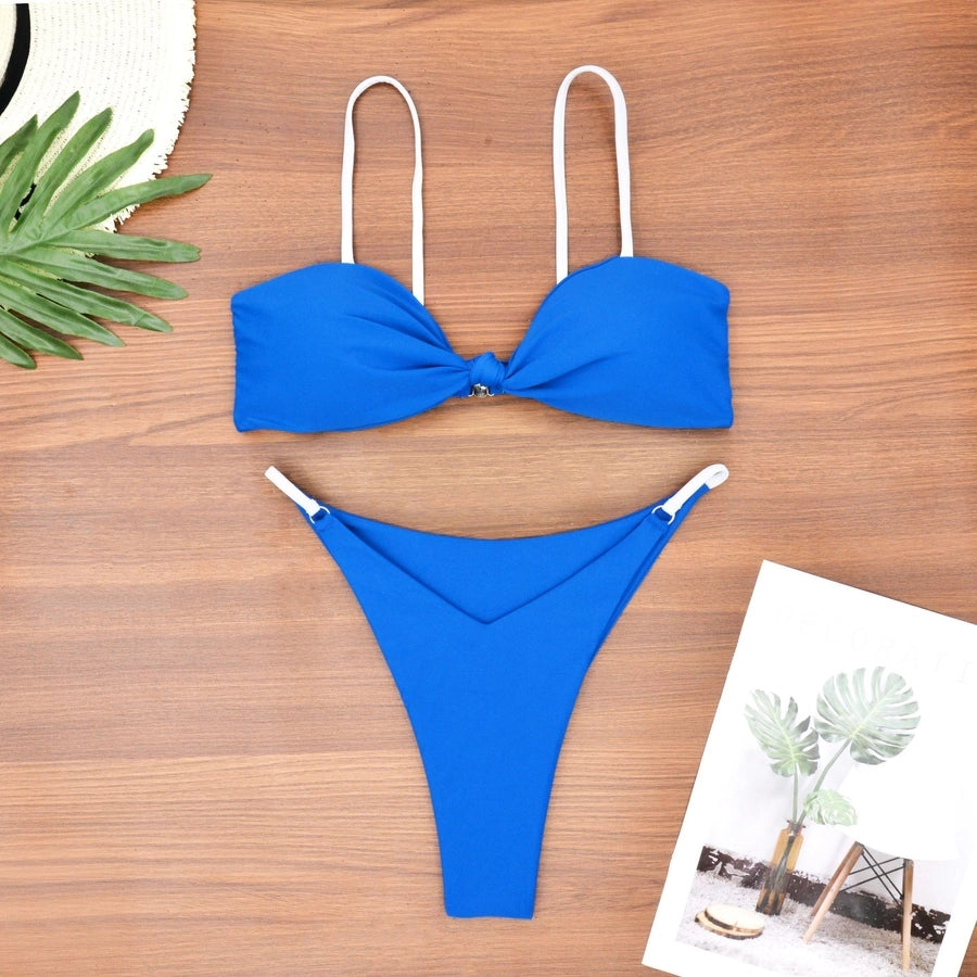 Women's Solid Color 2 Pieces Set Bikinis Swimwear