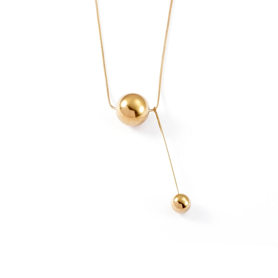 Jewelry Solid Color Round 304 Stainless Steel Pendant Necklace