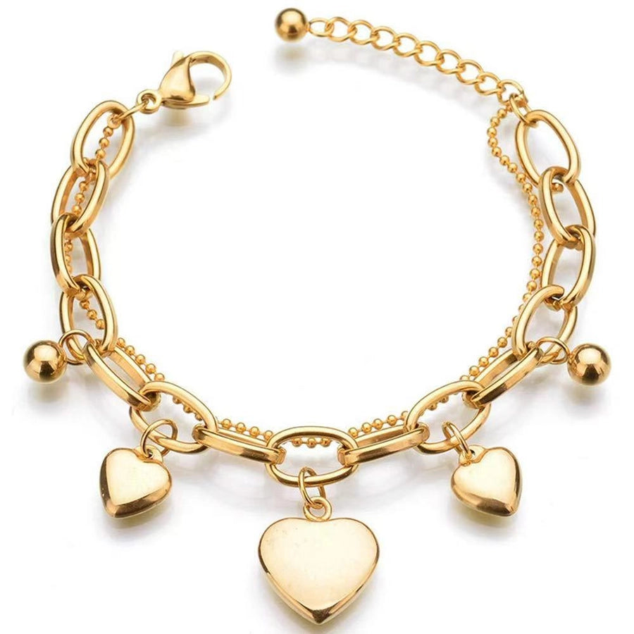 Modern Style Classic Style Heart Shape Titanium Steel 18K Gold Plated Paperclip Chain Bracelets In Bulk Stainless Steel Bracelets