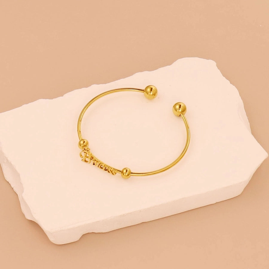 Simple Style Round 304 Stainless Steel 18K Gold Plated Cuff Bracelets In Bulk Stainless Steel Bracelets