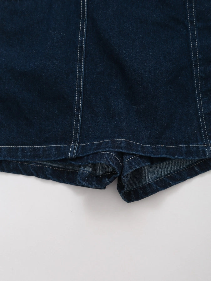 Daily Women's Simple Style Classic Style Solid Color Denim Pocket Skirt Sets Skirt Sets