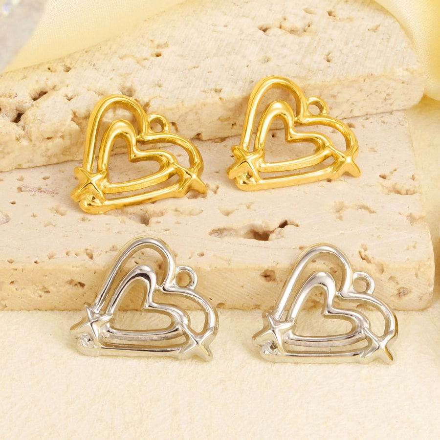 1 Piece 17*18 304 Stainless Steel 18K Gold Plated Heart Shape Pendant Jewelry Accessories