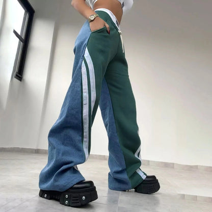 Women's Holiday Streetwear Color Block Full Length Casual Pants