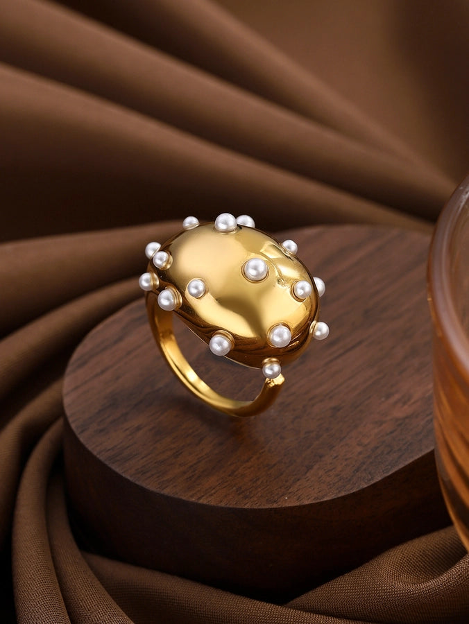 Jewelry Elegant Classical Vintage Style Geometric Water Droplets 316L Stainless Steel  Titanium Steel Wide Band Rings Open Rings