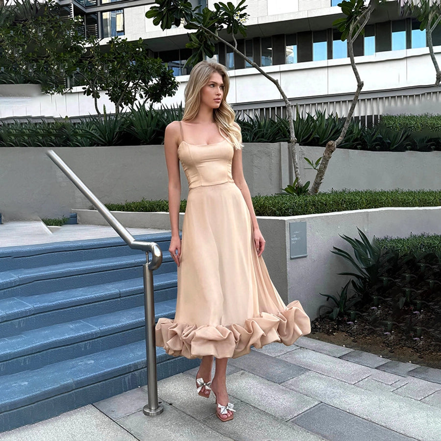 Women's Party Dress Vacation Simple Style Strap Sleeveless Solid Color Maxi Long Dress Cocktail Party