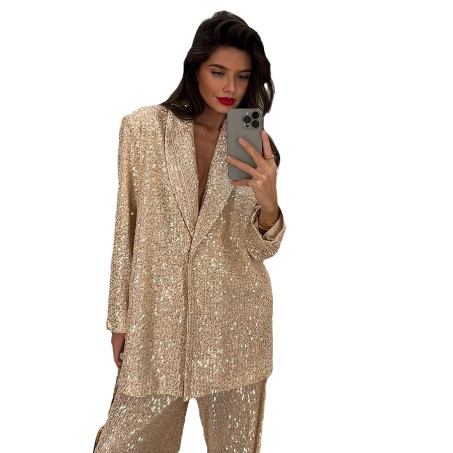 Business Women's Elegant Solid Color Polyester Pants Sets Pants Sets