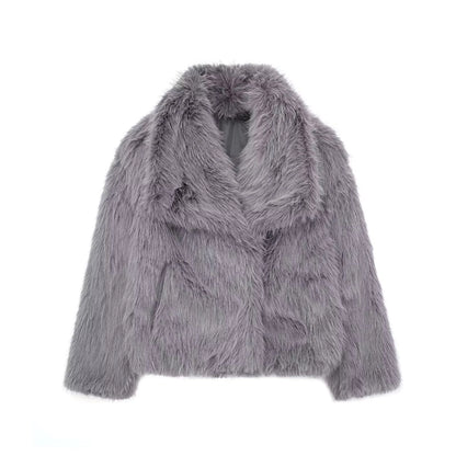 Women's Elegant Solid Color Coat Faux Fur Coat