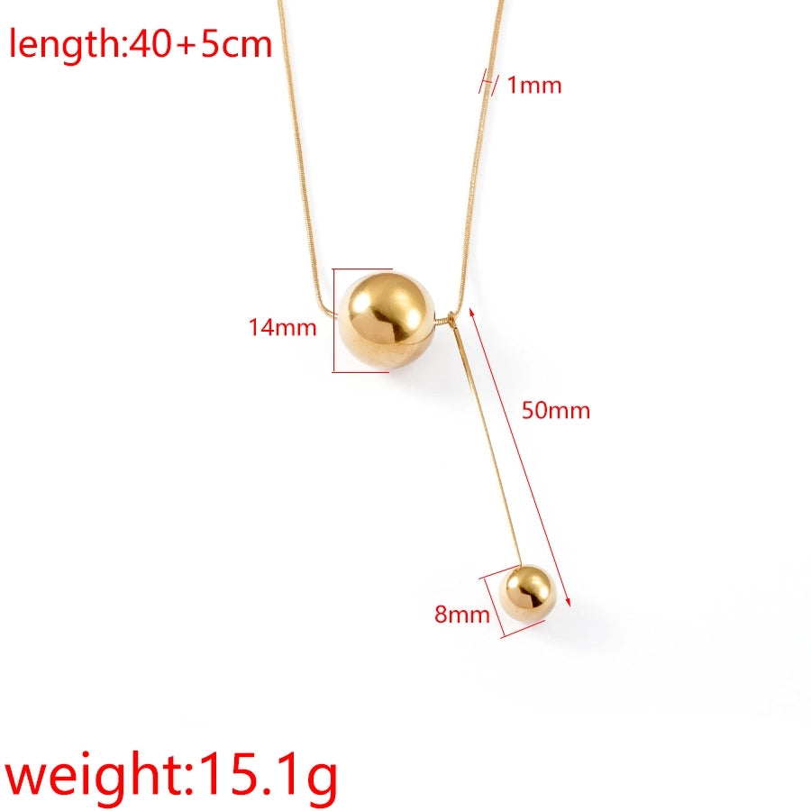 Jewelry Solid Color Round 304 Stainless Steel Pendant Necklace