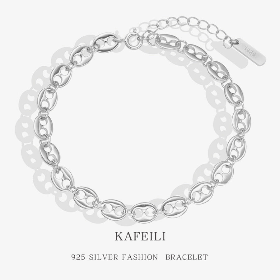 925 Sterling Silver Pig Nose Chain Bracelets Classic Style