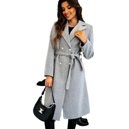 Women's Vacation Simple Style Solid Color Double Breasted Woolen Coat