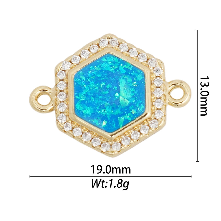 1 Piece Copper Zircon Hexagon Bear Planet Pendant