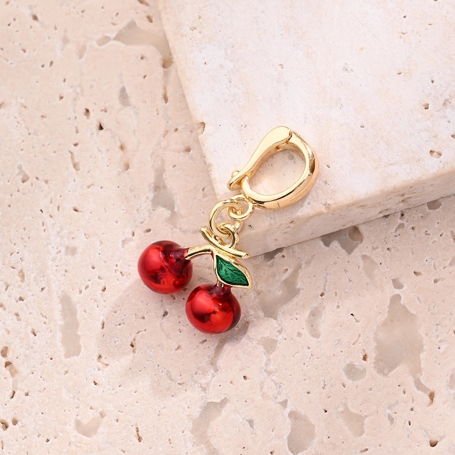 1 Pc/Package 10x6mm 11.5x12mm 14x7mm 5.5x4mm Copper Zircon 18K Gold Plated Cherry Strawberry Mushroom Polished Pendant Jewelry Accessories