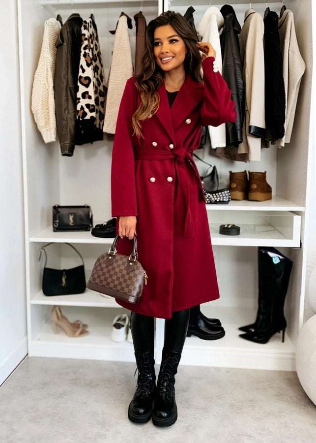 Women's Vacation Simple Style Solid Color Double Breasted Woolen Coat