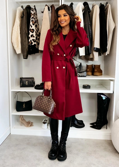 Women's Vacation Simple Style Solid Color Double Breasted Woolen Coat
