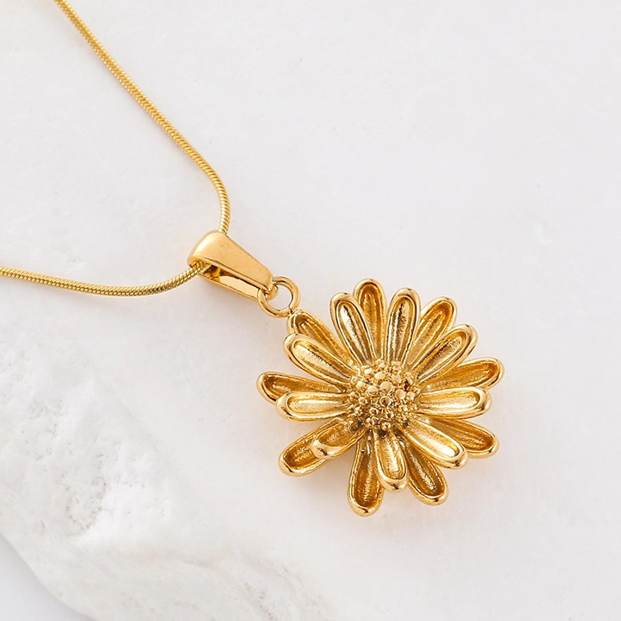 Jewelry Casual Elegant Classic Style Petal 304 Stainless Steel Pendant Necklace