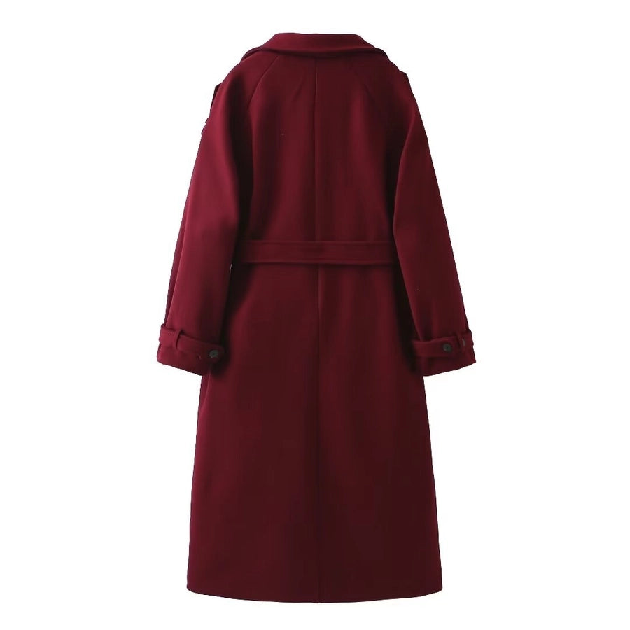 Women's Simple Style Solid Color Woolen Coat Woolen Coat