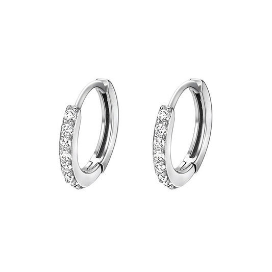 1 Pair S999 Silver Zircon 925 Sterling Silver Earrings Geometric Earrings