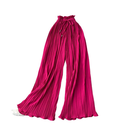 Women's Daily Casual Stripe Full Length Pleated Casual Pants