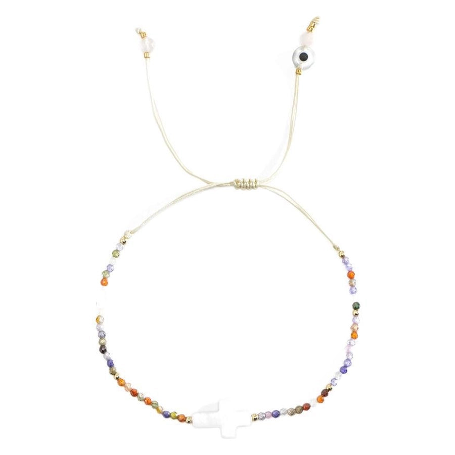 Simple Style Cross Eye natural stone Wax line Shell  String Bracelets