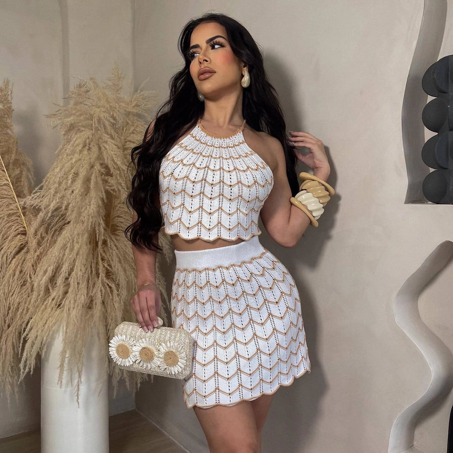 Holiday Daily Women's Elegant Lines Spandex Skirt Sets Skirt Sets