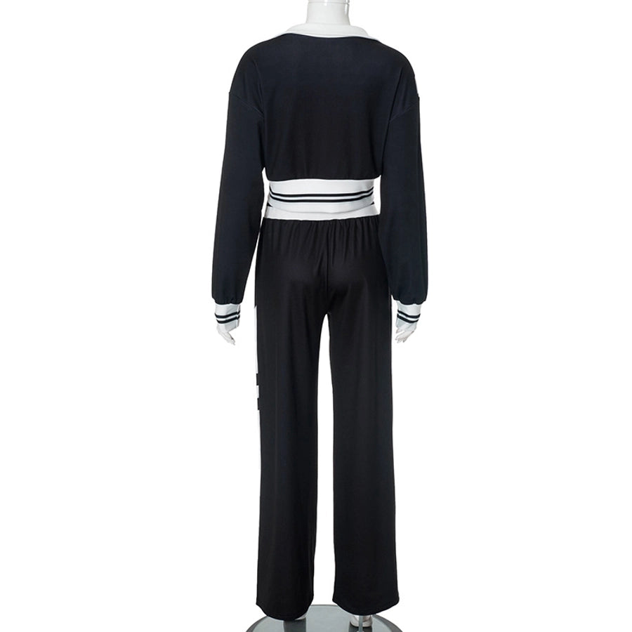Daily Women's Streetwear Color Block Spandex Polyester Twilled Satin Pants Sets Pants Sets