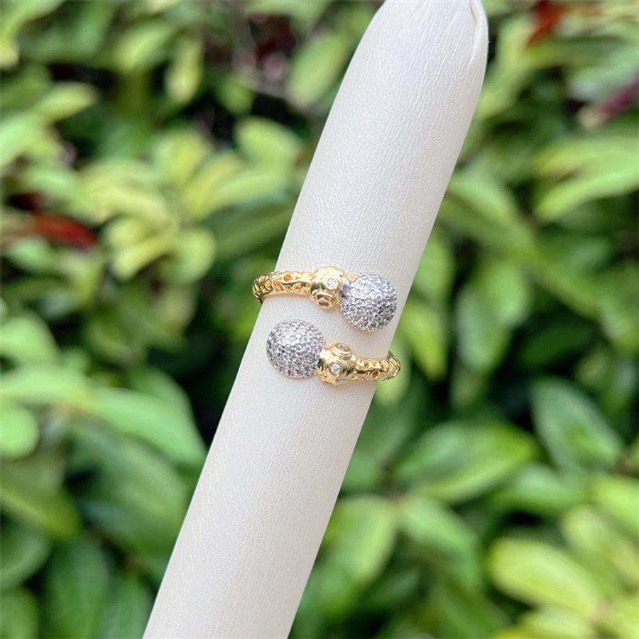 Copper 18K Gold Plated Geometric Zircon Open Rings