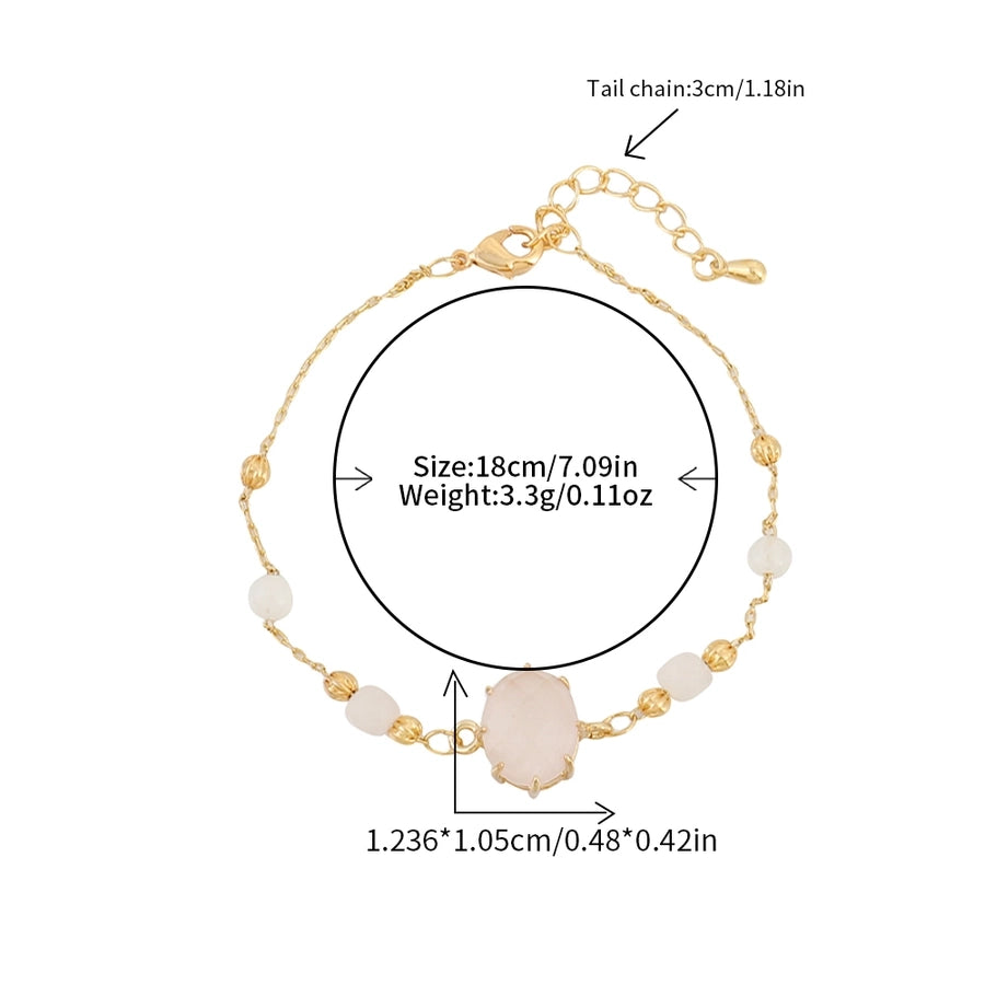 Jewelry Simple Style Irregular Oval natural stone Copper Natural Stone Inlay Bracelets
