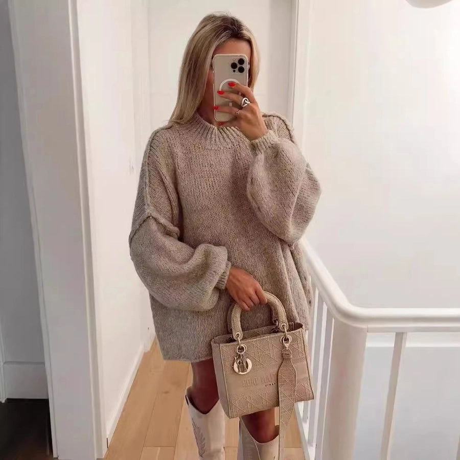 Women's Sweater Long Sleeve Sweaters & Cardigans Elegant Simple Style Solid Color