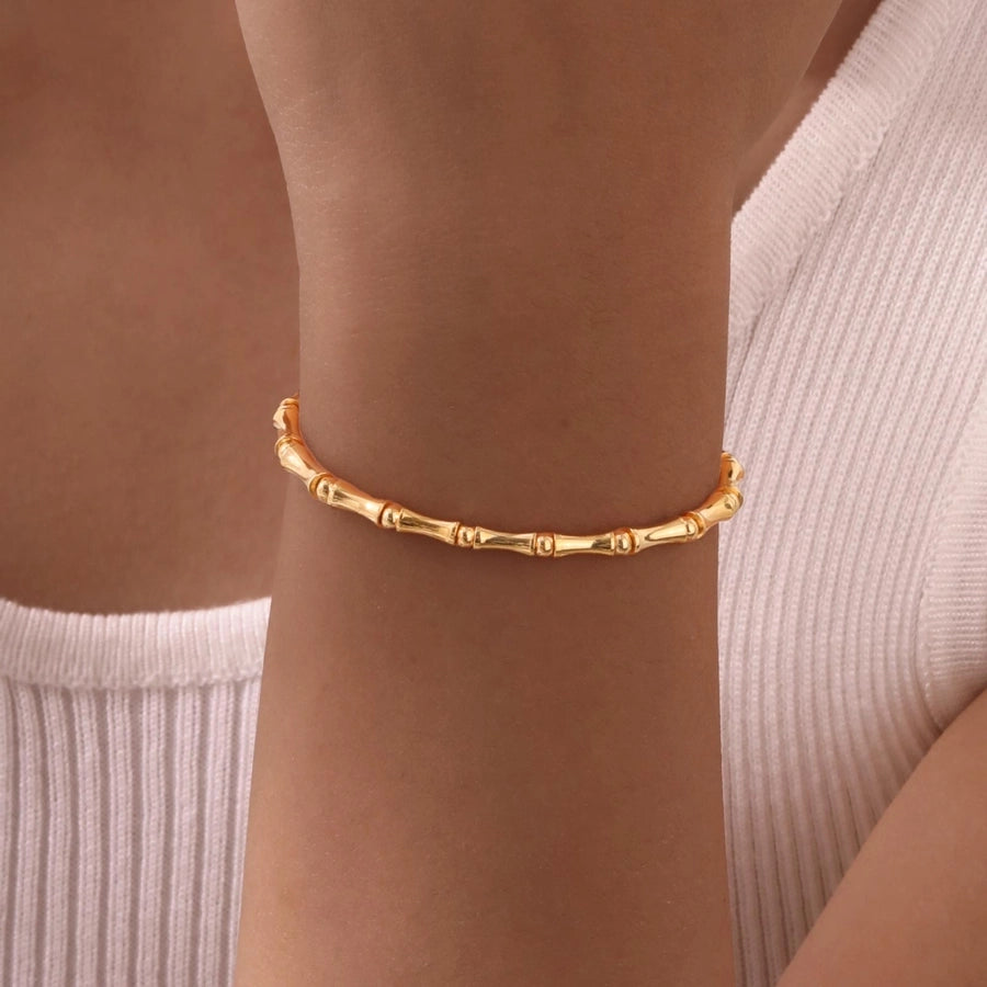 Jewelry Simple Style Bamboo Copper 18K Gold Plated Bracelets