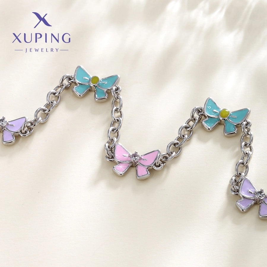 Jewelry Cute Sweet Bow Knot Copper Platinum Plated Enamel Plating Bracelets