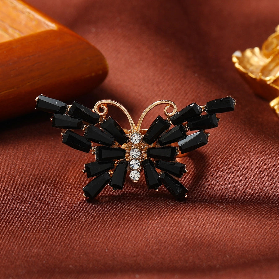 Elegant Butterfly Alloy Rhinestones Women's Adjustable Ring