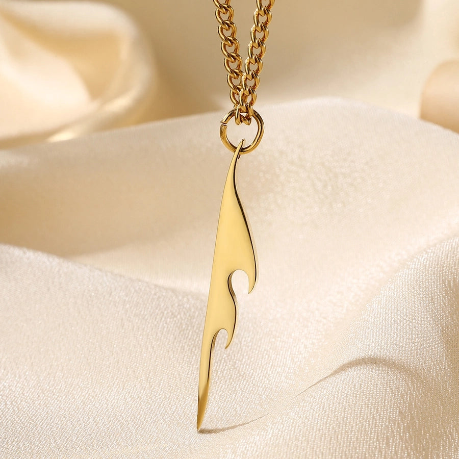 Jewelry Casual Round 304 Stainless Steel 18K Gold Plated Pendant Necklace