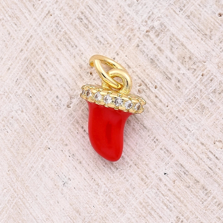 1 Pc/Package 9.5x7mm Hole 3~3.9mm Copper Zircon 18K Gold Plated White Gold Plated chili Polished Pendant Jewelry Accessories