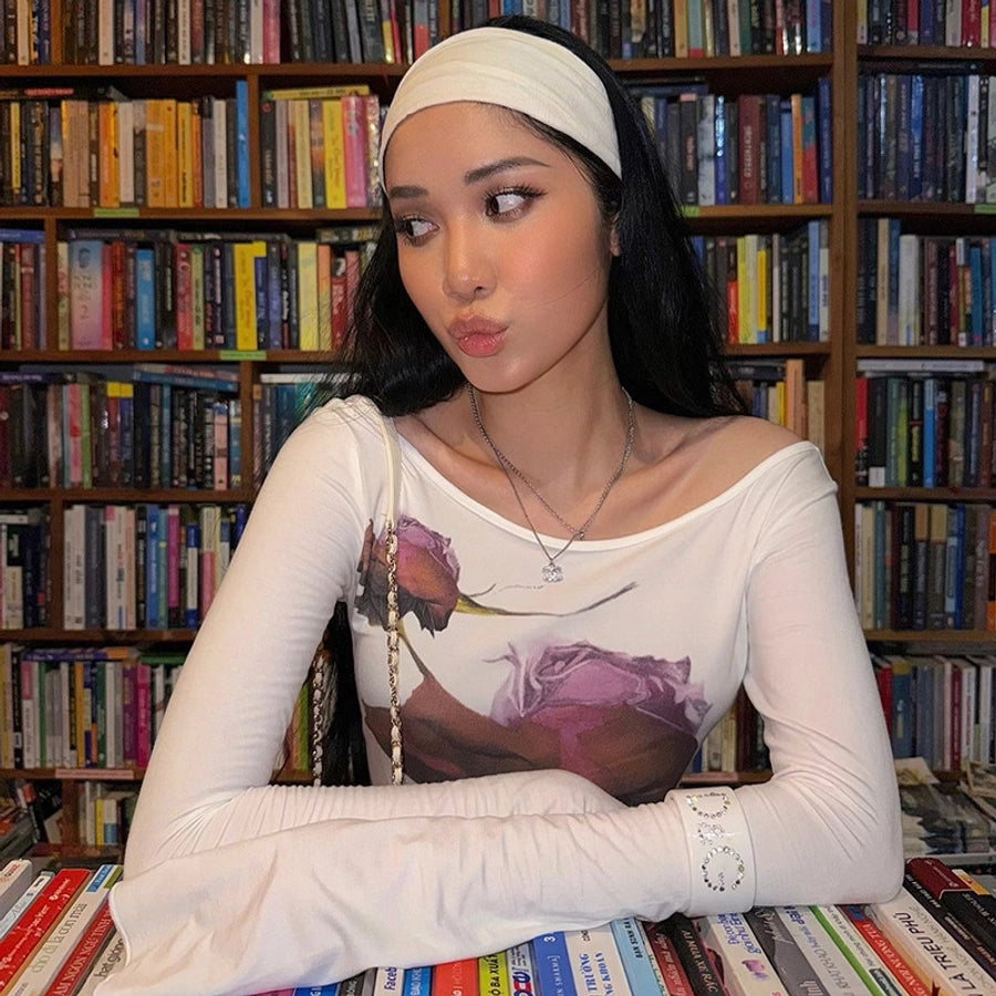 Women's T-shirt Long Sleeve T-Shirts Vacation Simple Style Flower