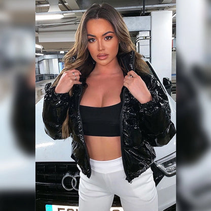 Women's Streetwear Solid Color Zipper Coat cotton clothes