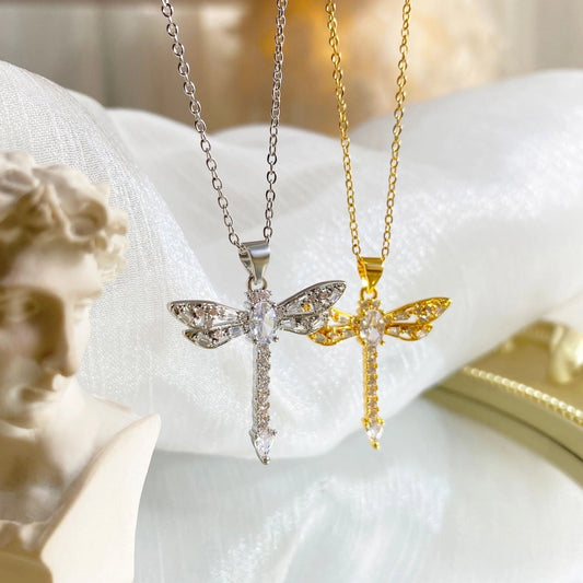 Jewelry Simple Style Commute Dragonfly Copper Plating Pendant Necklace