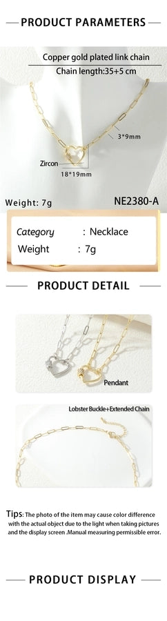 Jewelry Hip-Hop Punk Cool Style Heart Shape Copper Necklace