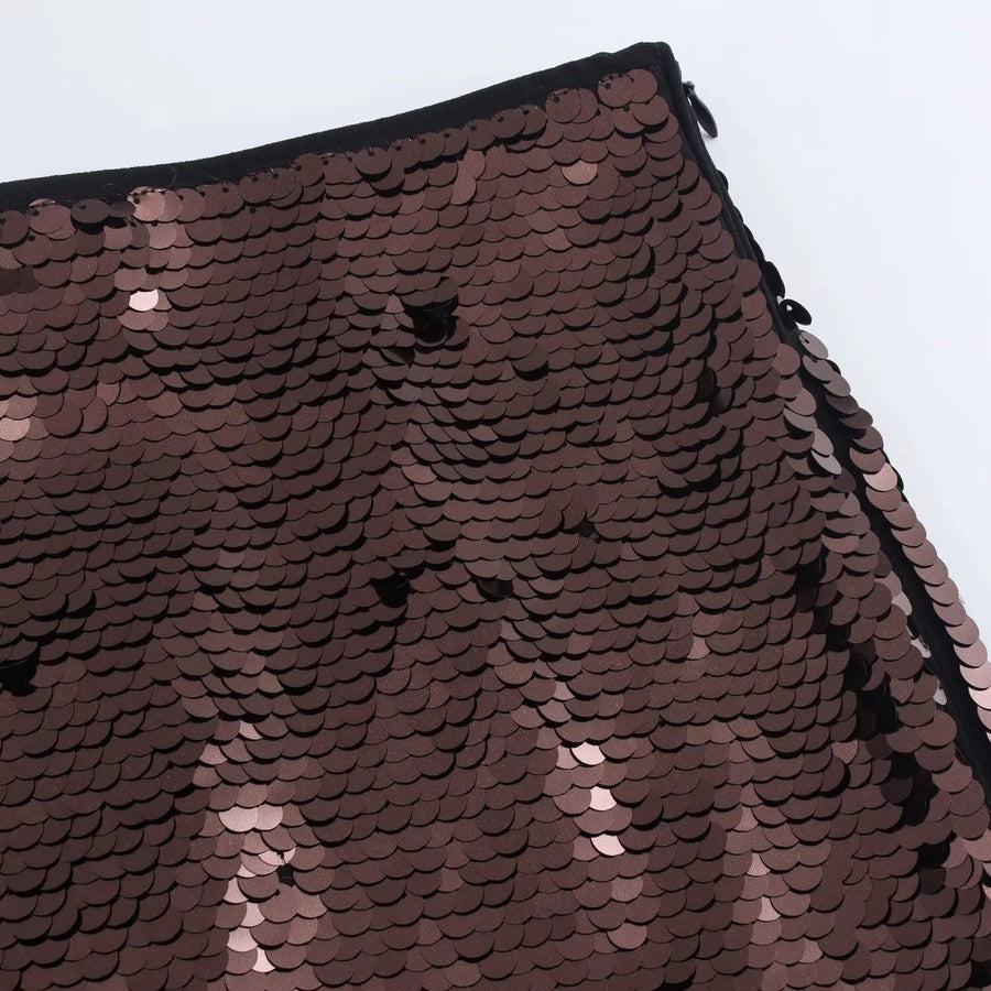 Spring Autumn Streetwear Glittery Solid Color Spandex Polyester Midi Dress Skirts