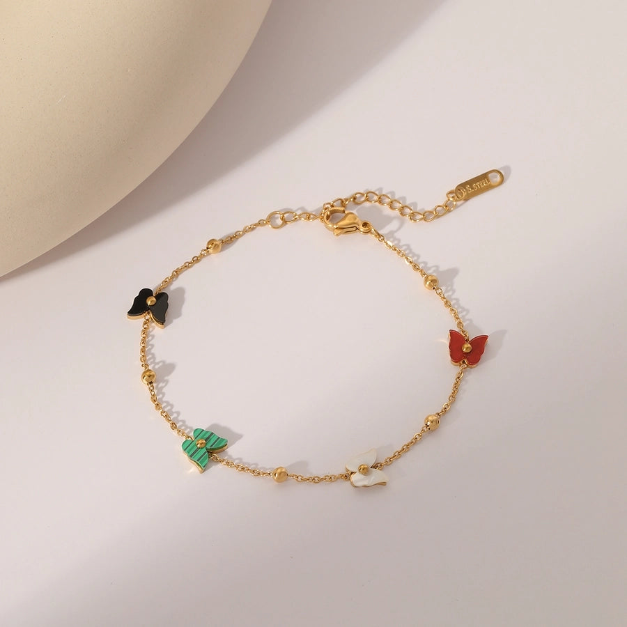 Elegant Commute Butterfly 304 Stainless Steel 18K Gold Plated cable chain Bracelets In Bulk Stainless Steel Bracelets