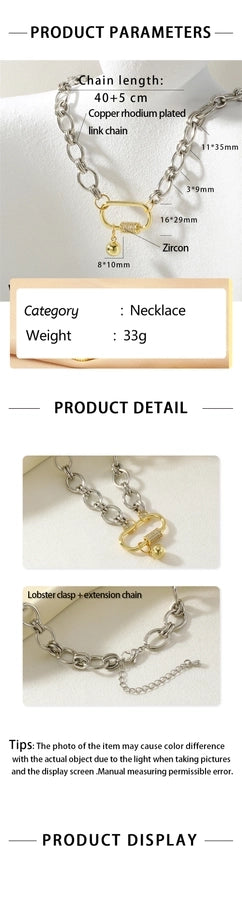 Jewelry IG Style Oval Copper Pendant Necklace