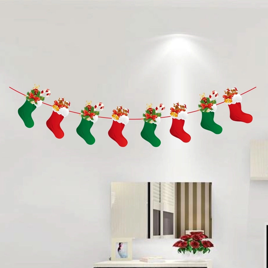 Christmas Paper Flag Christmas Window Hotel Scene Decoration Flag  Santa Claus Flag