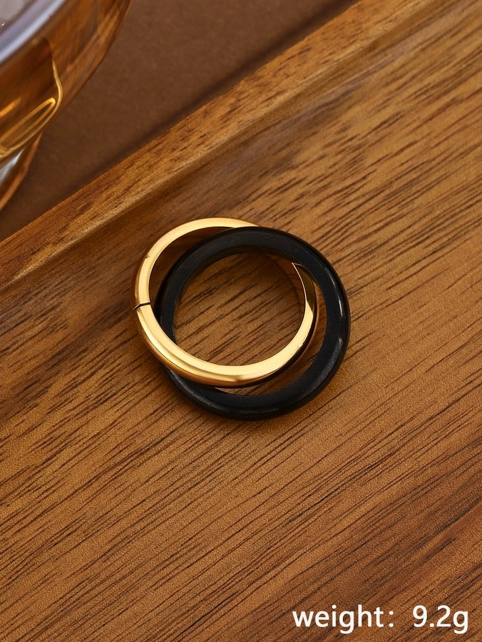Jewelry Classical Exaggerated Simple Style Devil's Eye Oval Watermelon 316L Stainless Steel  Resin Adjustable Ring