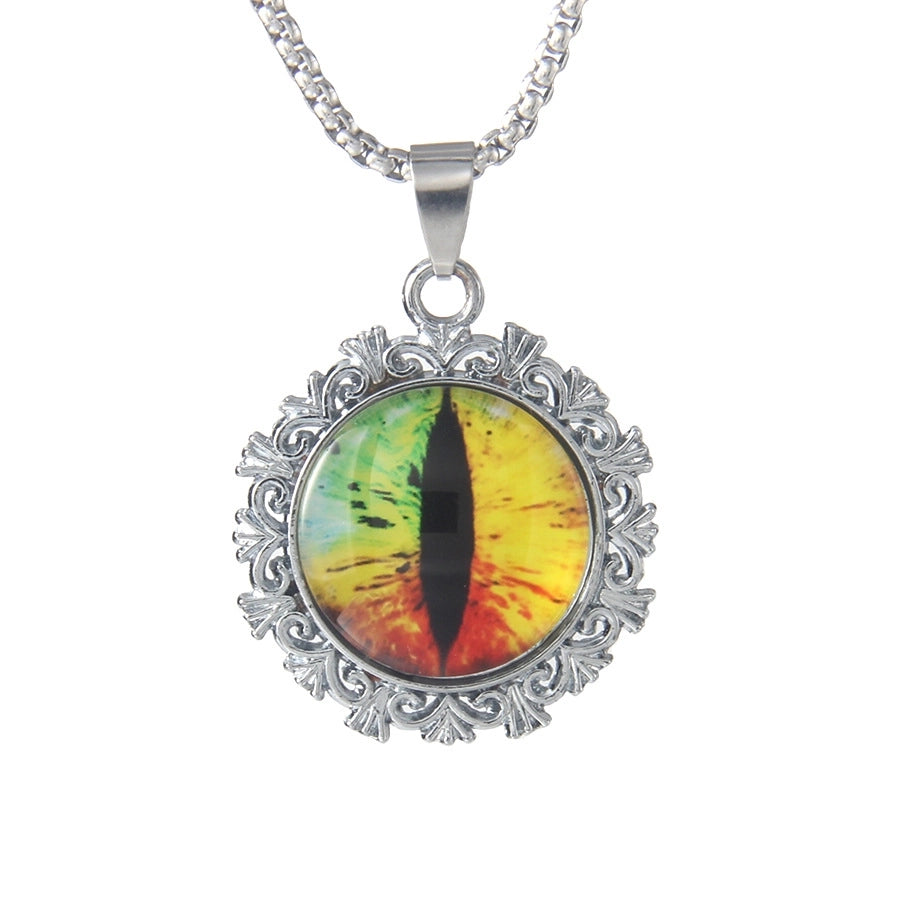 Hip-Hop Round Devil's Eye 201 Stainless Steel Alloy Unisex Pendant Necklace